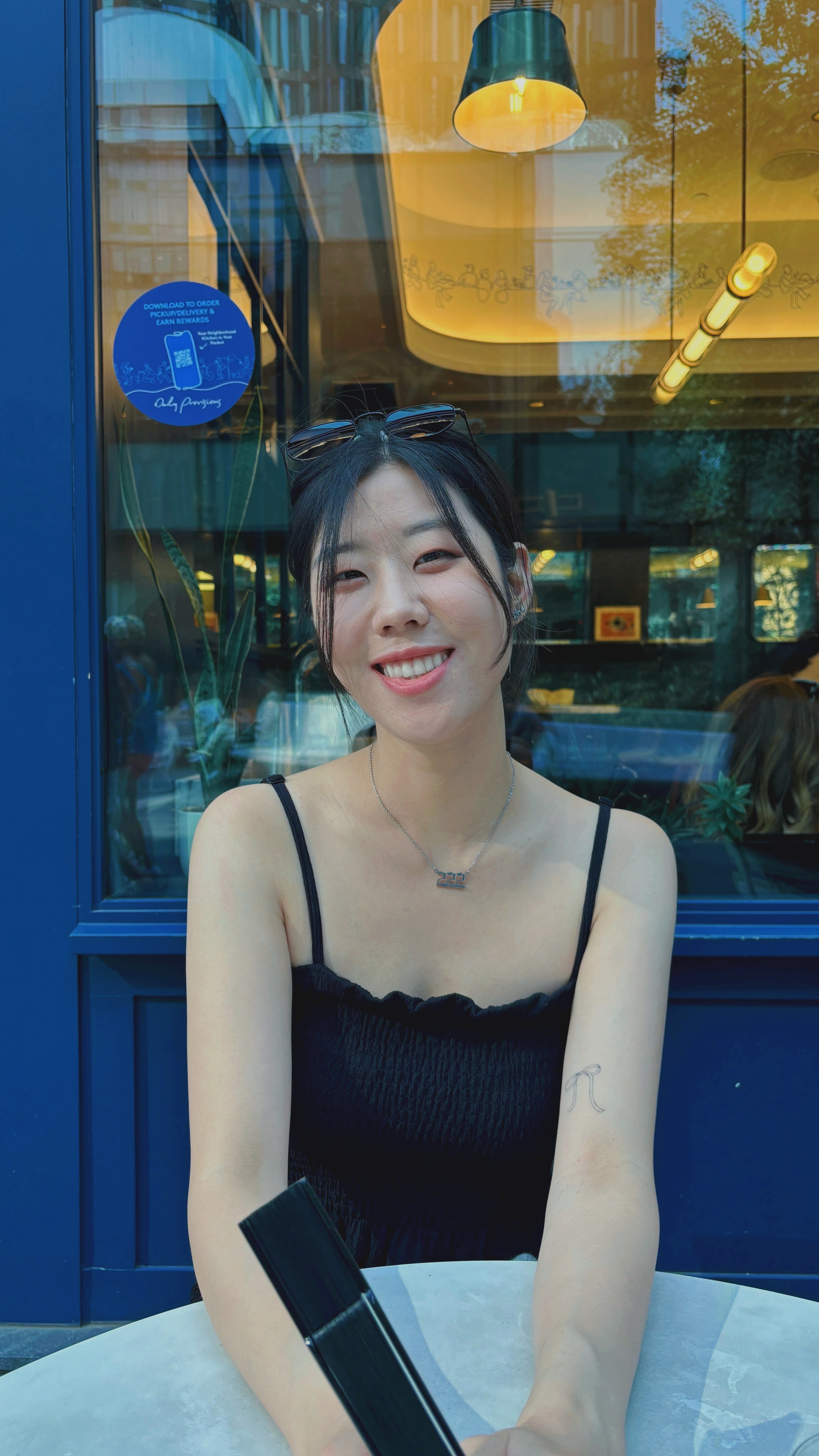 woman smiling outside
